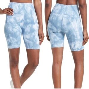 NWT Carbon 38 Ribbed Biker Short Long Length Stretch Gym High Rise Blue Sz XS